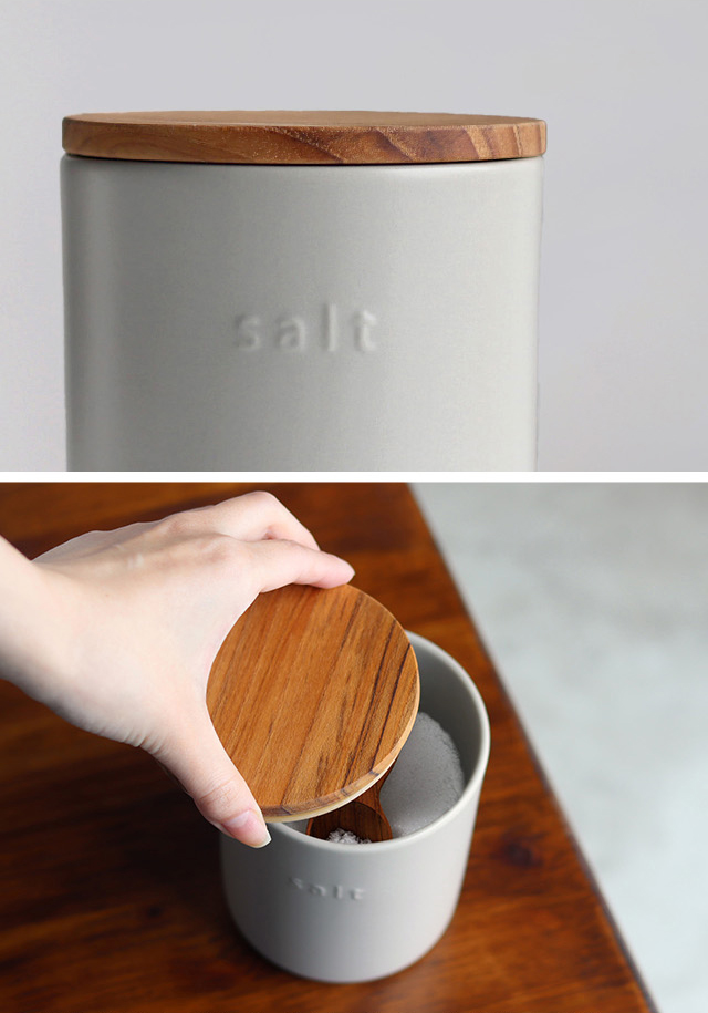 SALIU（サリュウ） キャニスター BS10(陶器 木 蓋 砂糖 塩入れ 調味料