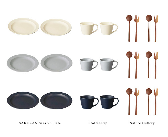 SAKUZAN DAYS Sara 7”プレート＆コーヒーカップ＋ナチュレカトラリー