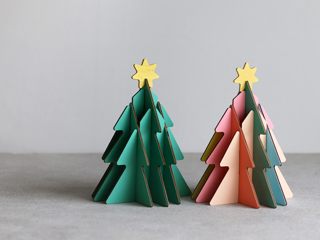 【海外発】木のクリスマスツリー・トナカイ F.O.TOY BOX クリスマス 木製組み立てカラフルツリー＆積み木オブジェ