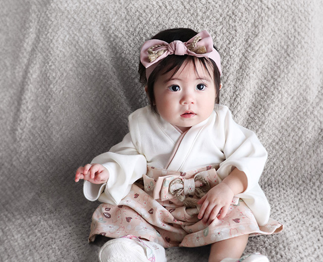 mocmof（モクモフ） 袴 ロンパース＆和風リボン ヘアバンドセット