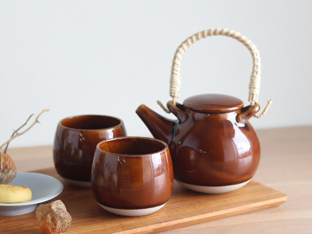 studio m' スタジオエム なつめ 土瓶＆湯呑＋大判ガーゼふきん＋茶屋
