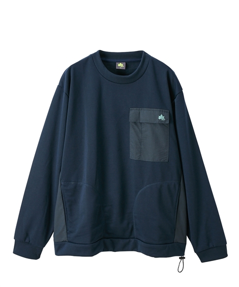 LOGOS トップス クルーネックトレーナー 胸ポケット付き ロゴ