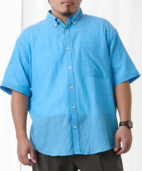 ニッセン（nissen） カジュアルシャツ 半袖 クレープ素材 ボタンダウン