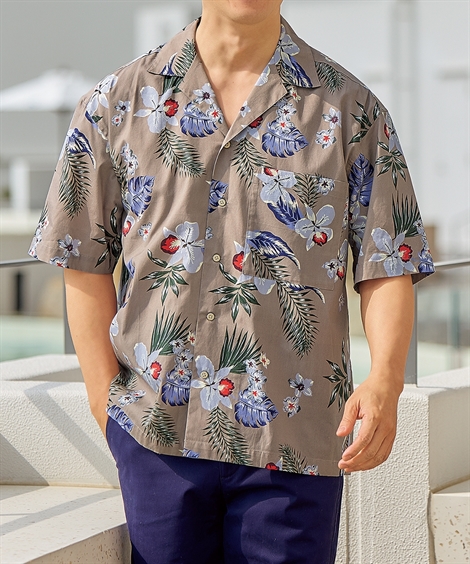 pataloha アロハシャツ ブルー/グレー 花柄　Mサイズ 美品 M 87年 極楽鳥花 patagonia パタロハ パタゴニア アロハ