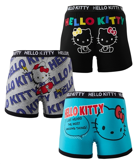 ハローキティ ボクサーパンツ HELLO KITTY 綿混 ストレッチ 前閉じ 3枚