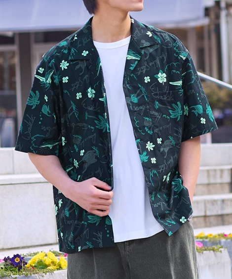 DRIES VAN NOTEN 16SS パームツリー柄　シャツ　アロハ　総柄 ニッセン（nissen） アロハシャツ オーバーサイズ 綿100% オープン