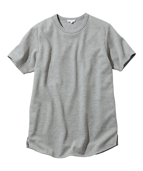 Tシャツ 半袖  ロング丈 ワッフル 肌離れのよいTシャツ 3L〜お腹ゆったり セルフフィット M-...
