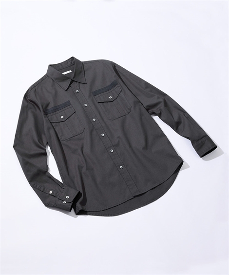 長袖シャツ メンズ M-10L 綿100% ミリタリーシャツ 3L以上お腹ゆったり設計 セルフフィッ...