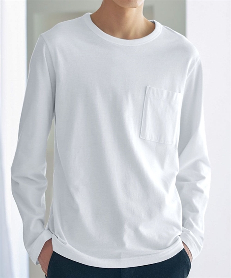 ニッセン（nissen） Tシャツ 長袖 綿100％ ポケット付 クルーネック