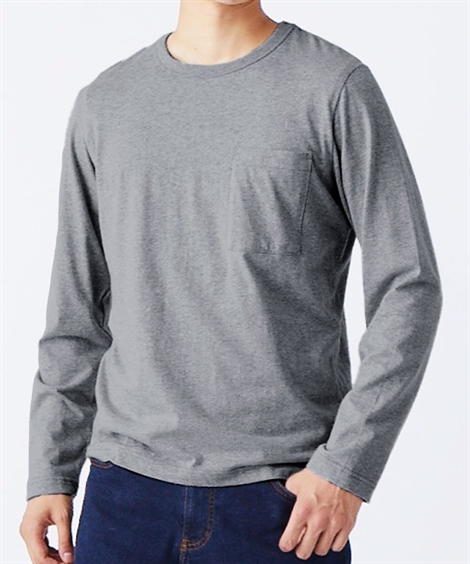 ニッセン（nissen） Tシャツ 長袖 綿100％ ポケット付 クルーネック
