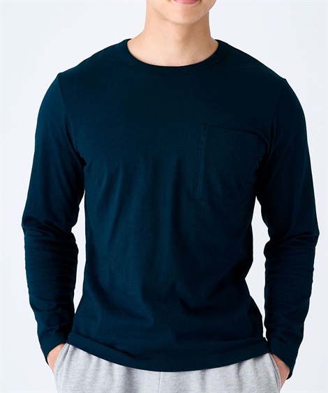 ニッセン（nissen） Tシャツ 長袖 綿100％ ポケット付 クルーネック