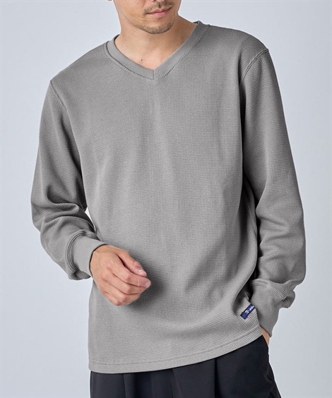 ニッセン（nissen） Tシャツ 長袖 ヘビーウェイトワッフル Vネック 3L