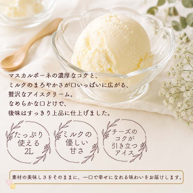 アイス 業務用アイス 森永 マスカルポーネ 2L アイスアイスクリーム 業務用 スイーツ おやつ デザート 食後 居酒屋 子供会 パーティー バルクアイス | 森永乳業 | 03