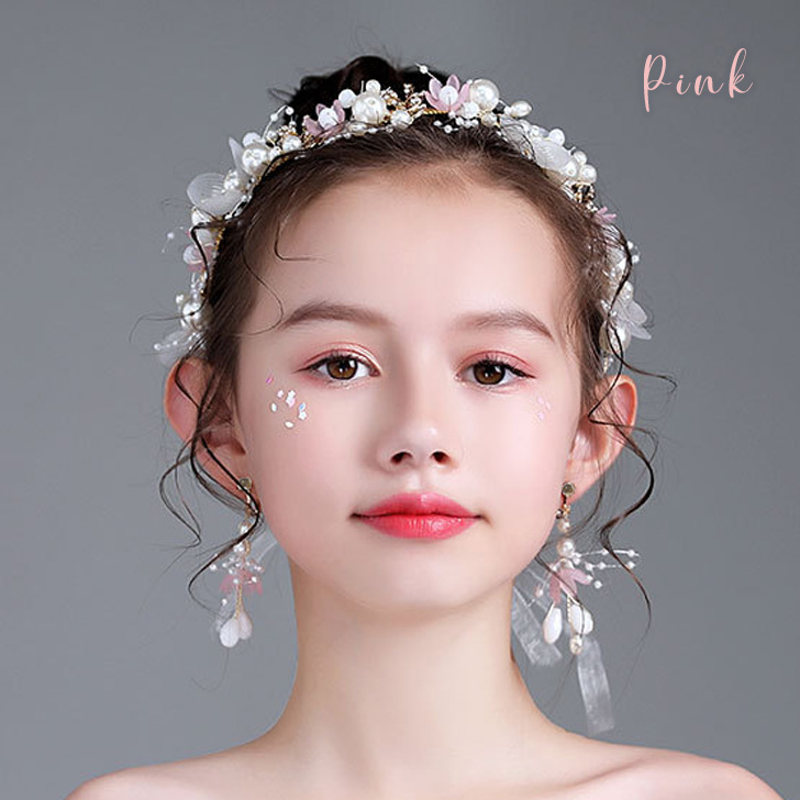 ヘッドドレス 花 子供 ウエディング ゴールド ヘアアクセサリー リボン