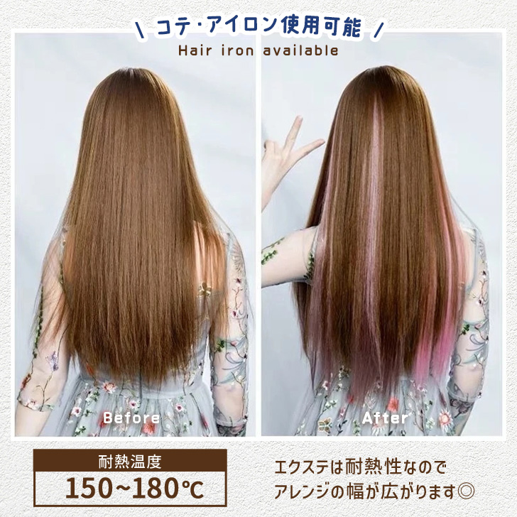 エクステ ウィッグ ロング ワンタッチ メッシュ カラー ヘア つけ毛