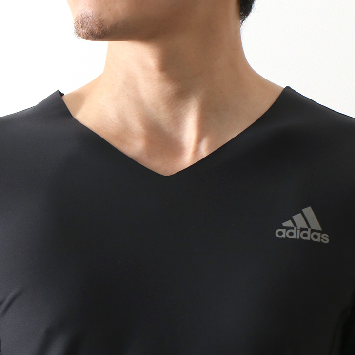 Vネック adidas アディダス ロングTシャツ カットオフ ストレッチ 下着 肌着 メンズ スポーツインナー 長袖 吸汗速乾 トップス ポイント消化