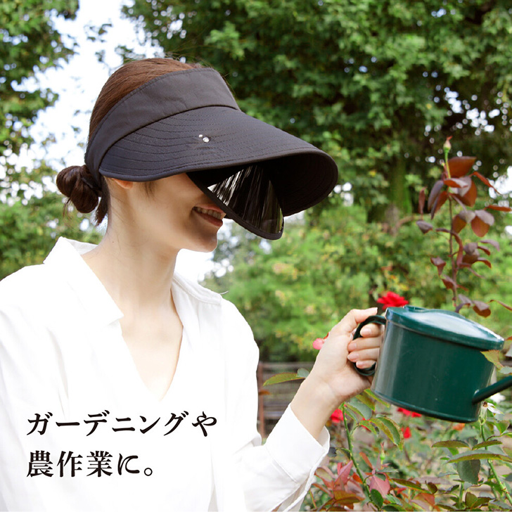サンバイザー レディース ゴルフ テニス UVカット UPF50+ つば広