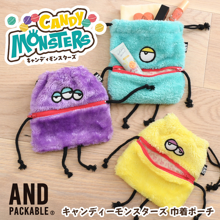 AND PACKABLE（アンドパッカブル） 巾着ポーチ キャラクター ポーチ