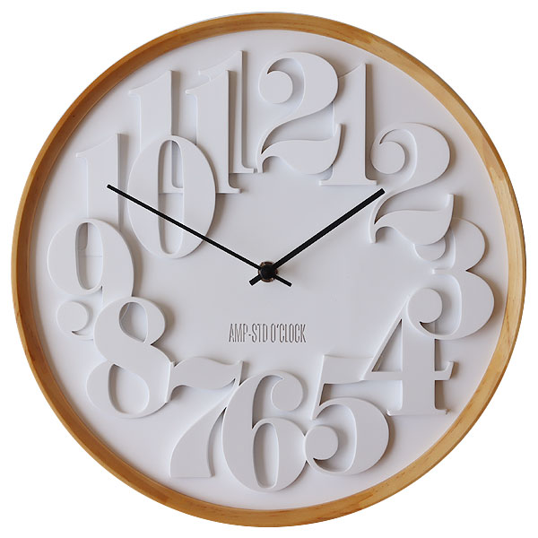 AMP STD CLOCK CARVING SERIES（木製 シンプル 壁掛け ウォールクロック おしゃれ ナチュラル） |  | 02