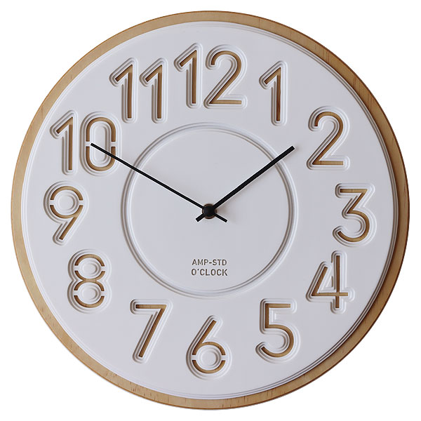 AMP STD CLOCK CARVING SERIES（木製 シンプル 壁掛け ウォールクロック おしゃれ ナチュラル） |  | 03