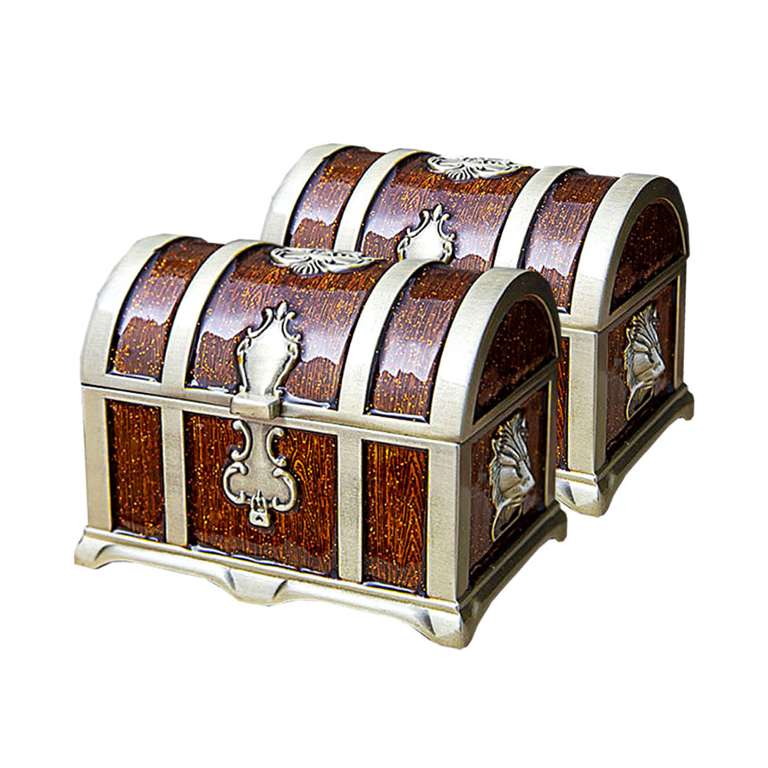 2個セット 宝箱トレジャーボックス アンティーク調 宝箱 木製 貯金箱 