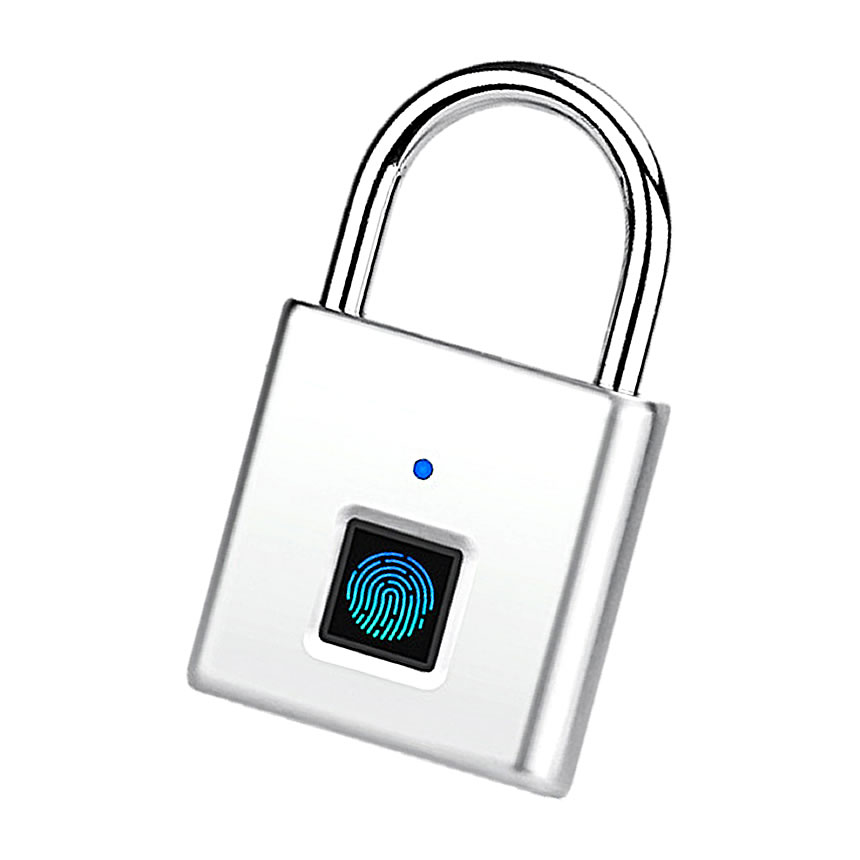 指紋スマートロック 南京錠 指紋認証 USB充電式 防塵 防水 アルミ合金