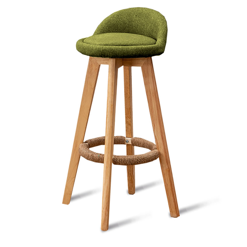木製カウンターチェア 布製クッション付き 丸椅子 クッション 布 木製