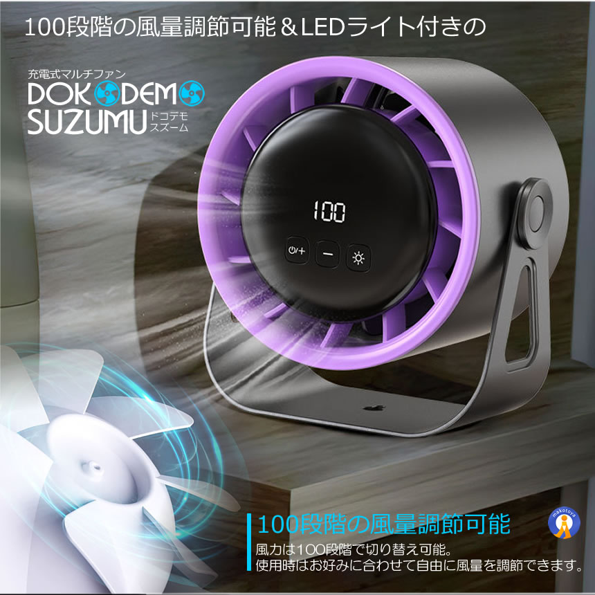 2個セット 扇風機 ハンディファン LEDライト サーキュレーター 卓上扇風機 壁掛け扇風機 携帯扇風機 GOGOFAN |  | 02