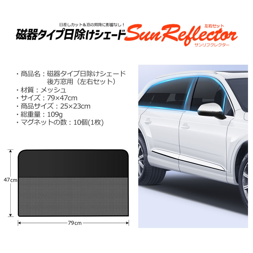 車サンシェード 左右セット マグネットカーテン メッシュ 遮光シート