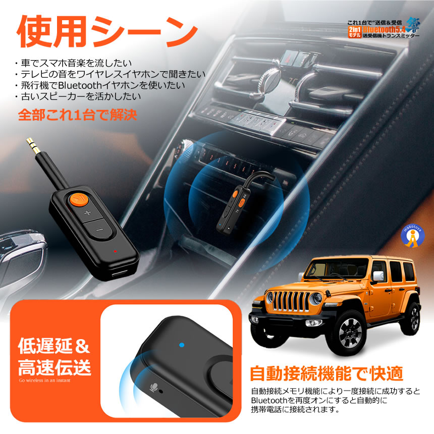 2台セット Bluetooth5.4 送受信機 トランスミッター レシーバー 2in1
