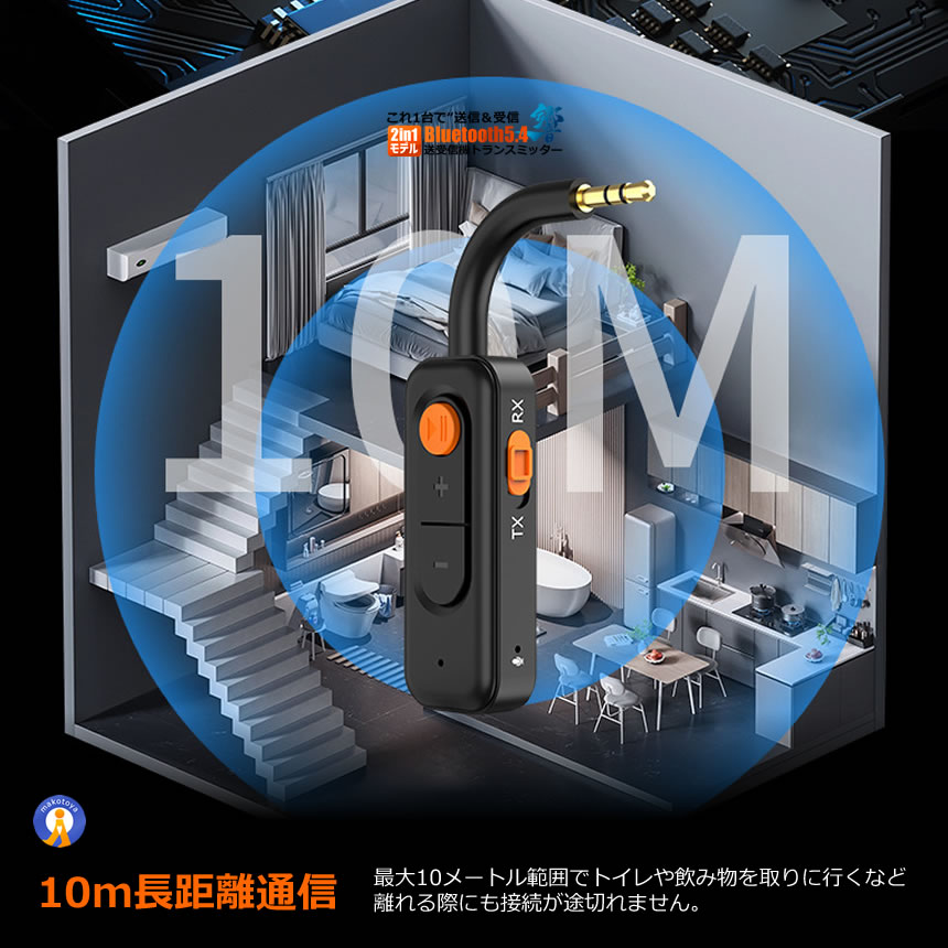 2台セット Bluetooth5.4 送受信機 トランスミッター レシーバー 2in1