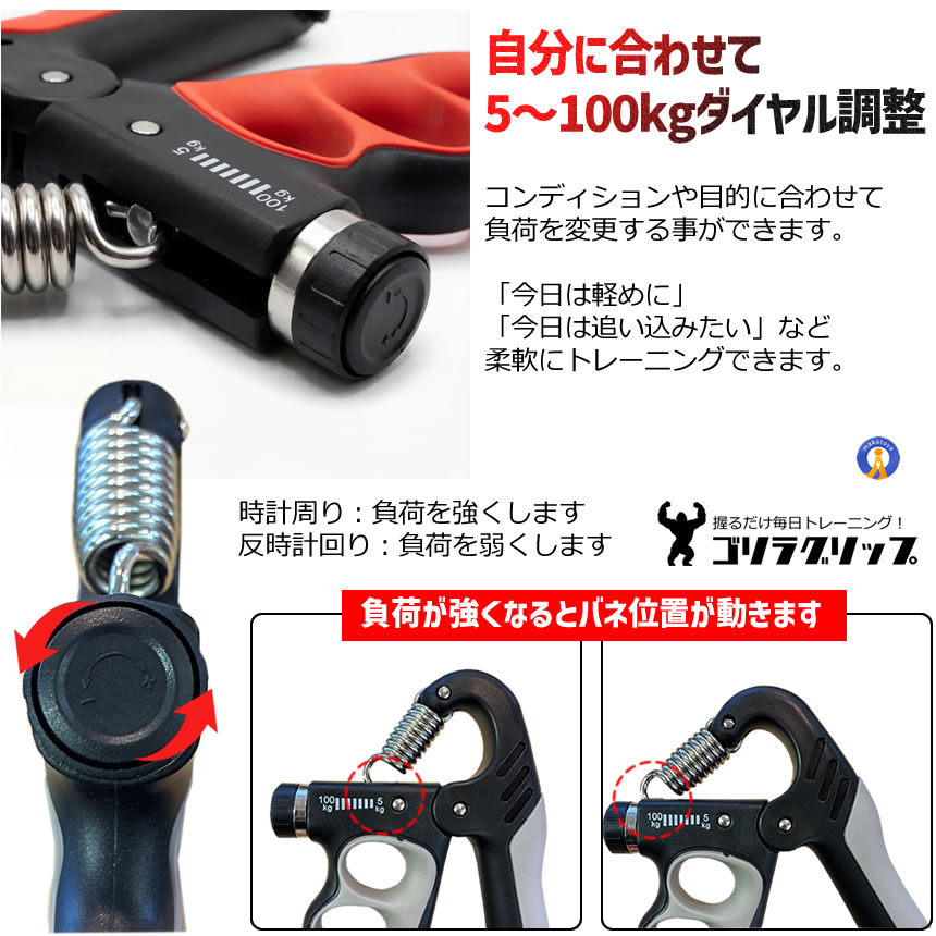 2個セット ハンドグリップ 握力トレーニング 5?100kg 負荷調節式 筋