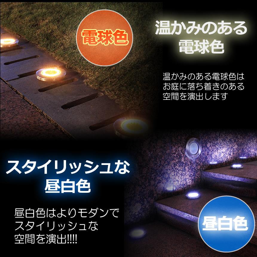 埋め込み式 ライト 4個セット ソーラーガーデン 電球色 昼白色