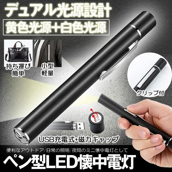 ペンライト led 懐中電灯 ミニ ダブル光源 小型 ペン型ライト ハンディ