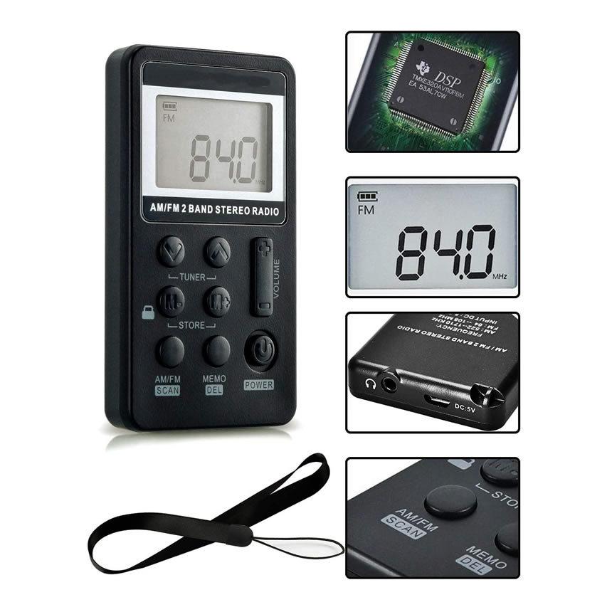 ポケットラジオ 充電式 小型 USB AM FM ワイドFM対応 メモリー