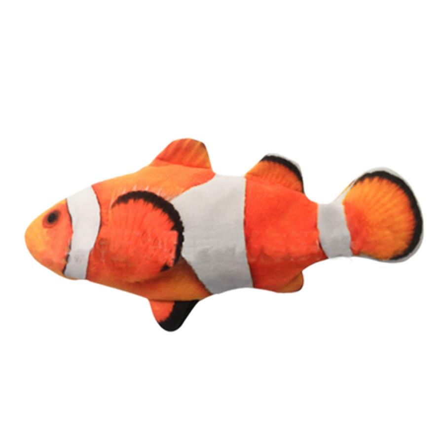 猫おもちゃ 魚 カクレクマノミ 動く 電動魚 猫用 ぬいぐるみ USB充電式