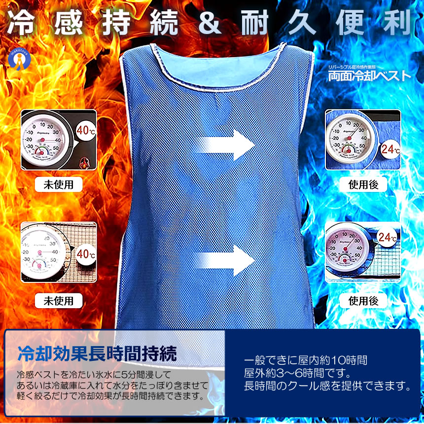 5個セット 冷却 反射 ベスト 両面着用 クールベスト 水冷服 メッシュ