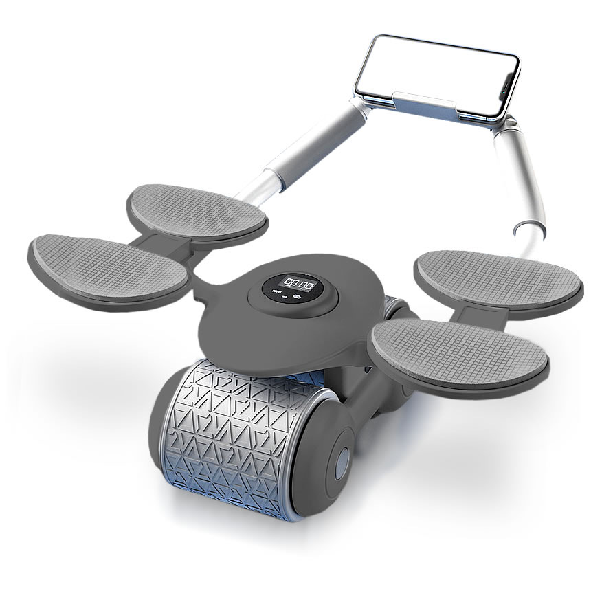 腹筋ローラー マット付き 新型 静音 肘置き 2輪 スマホスタンド付き