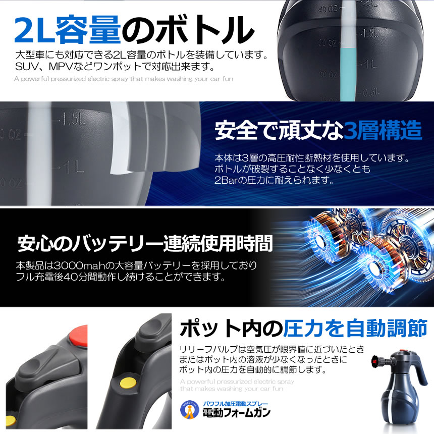 5個セット 電動 フォームガン 洗車 泡でラクラク 洗車 フォームガン 車 クリーナー 泡 スプレー FOAMRAKU |  | 06