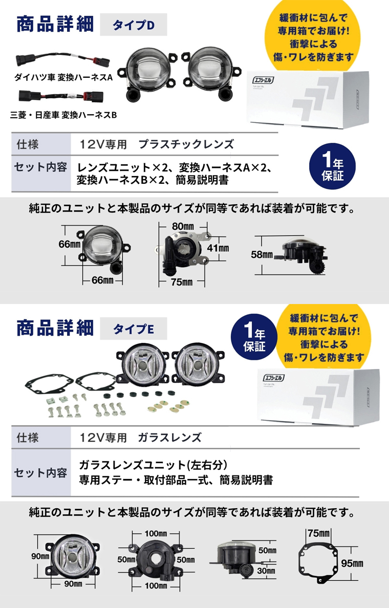 fcl. フォグランプ ユニット レンズ 後付け 純正led 交換 補修用