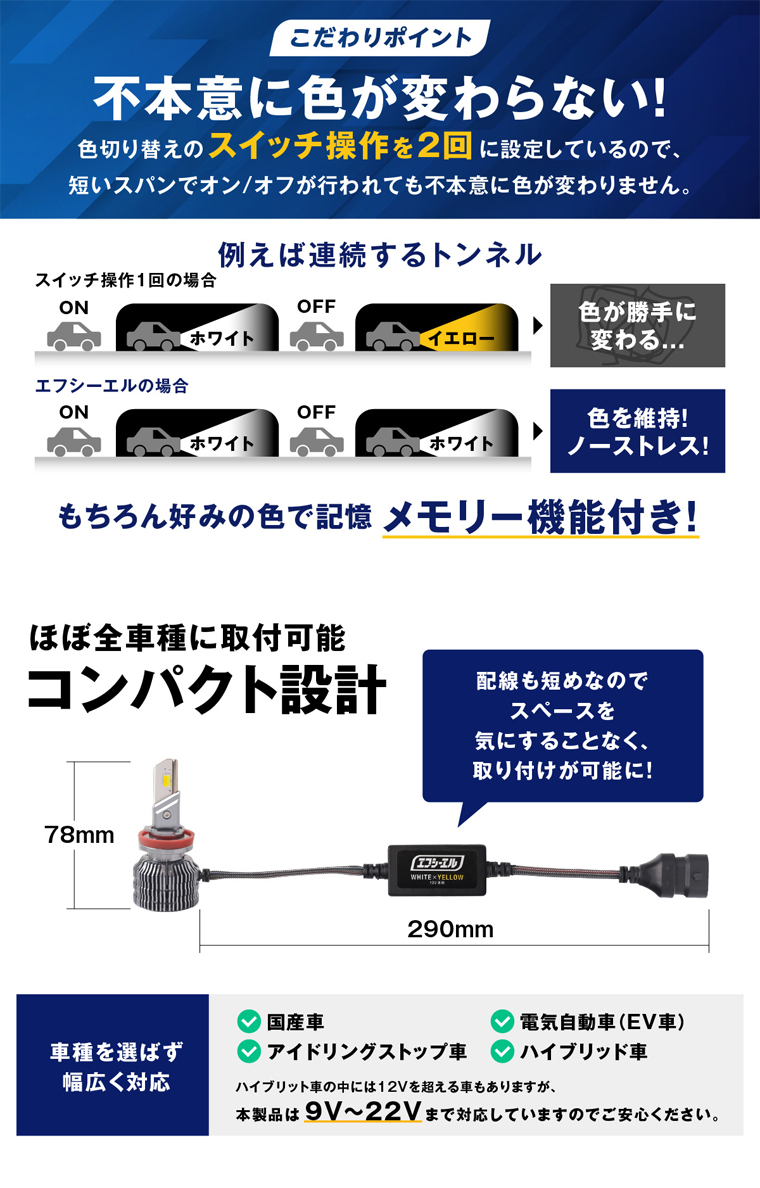 メモリー機能付ハイエースLEDフォグ