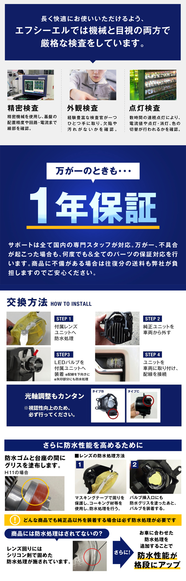 一年保証 交換方法 防水性能