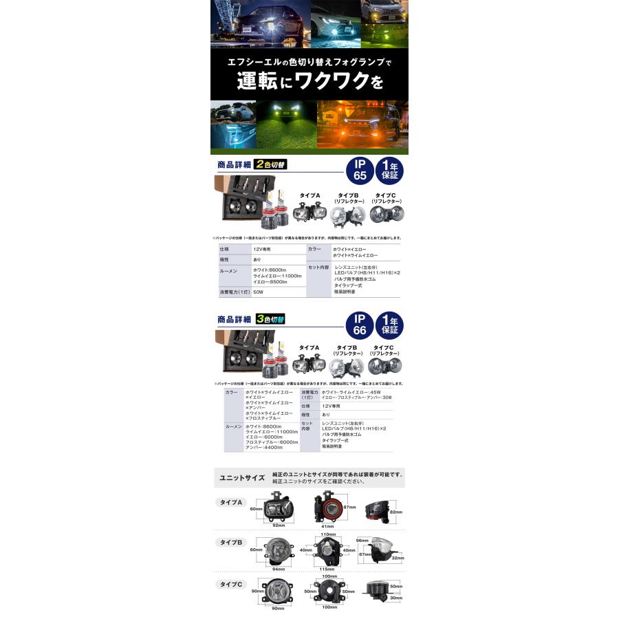 fcl. ノア 90系 S-Z/S-Gグレード フォグランプ led 後付け 2色切り替え