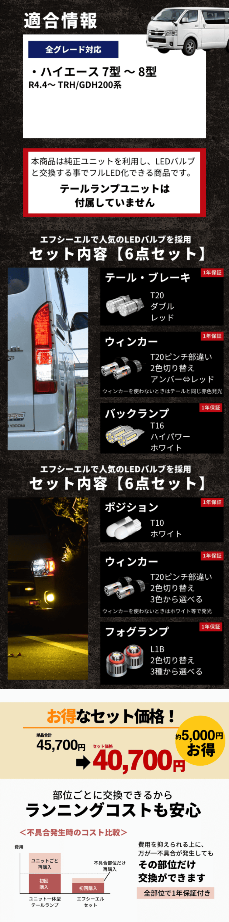 fcl. ハイエーステールランプ ハイエース200系 8型 7型 fcl. ハイエーステールランプ ハイエース200系 8型 7型