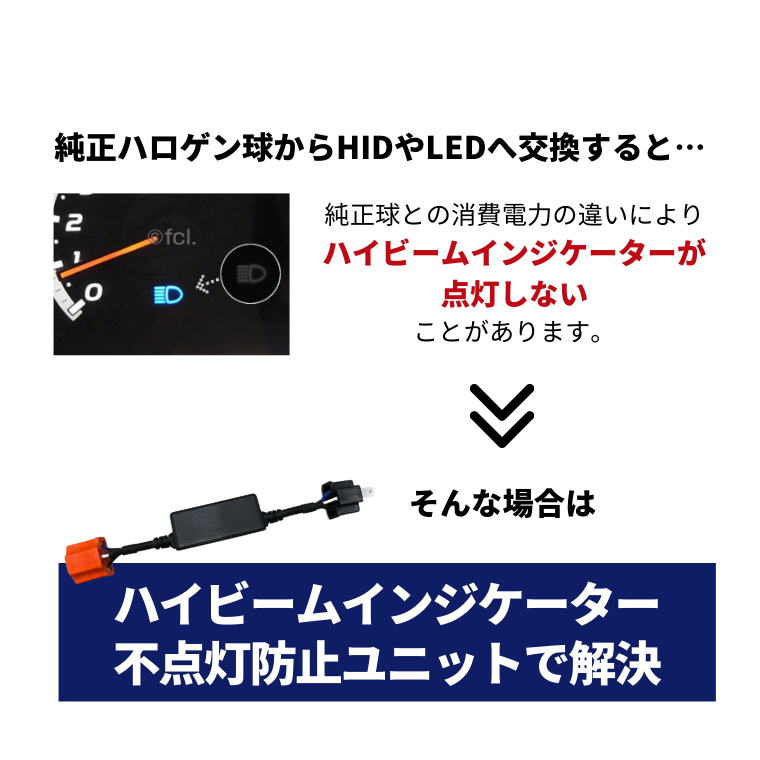 ハイビームインジケーター不点灯防止ユニットで解決