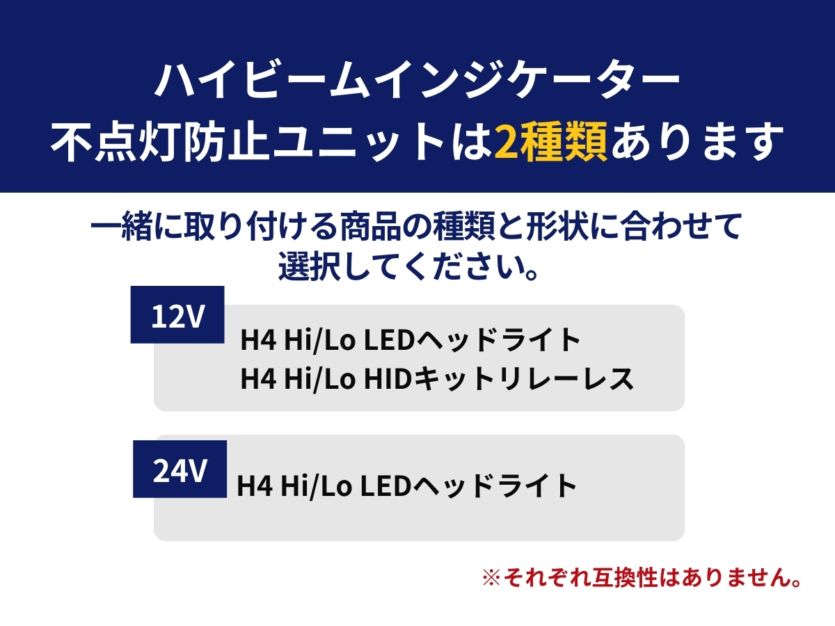 ハイビームインジケーター不点灯防止ユニットは2種類