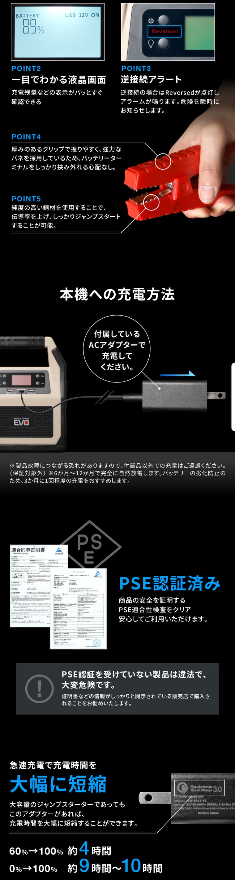  liquid crystal screen reverse connection alert clip charge method AC adaptor sudden speed charge 