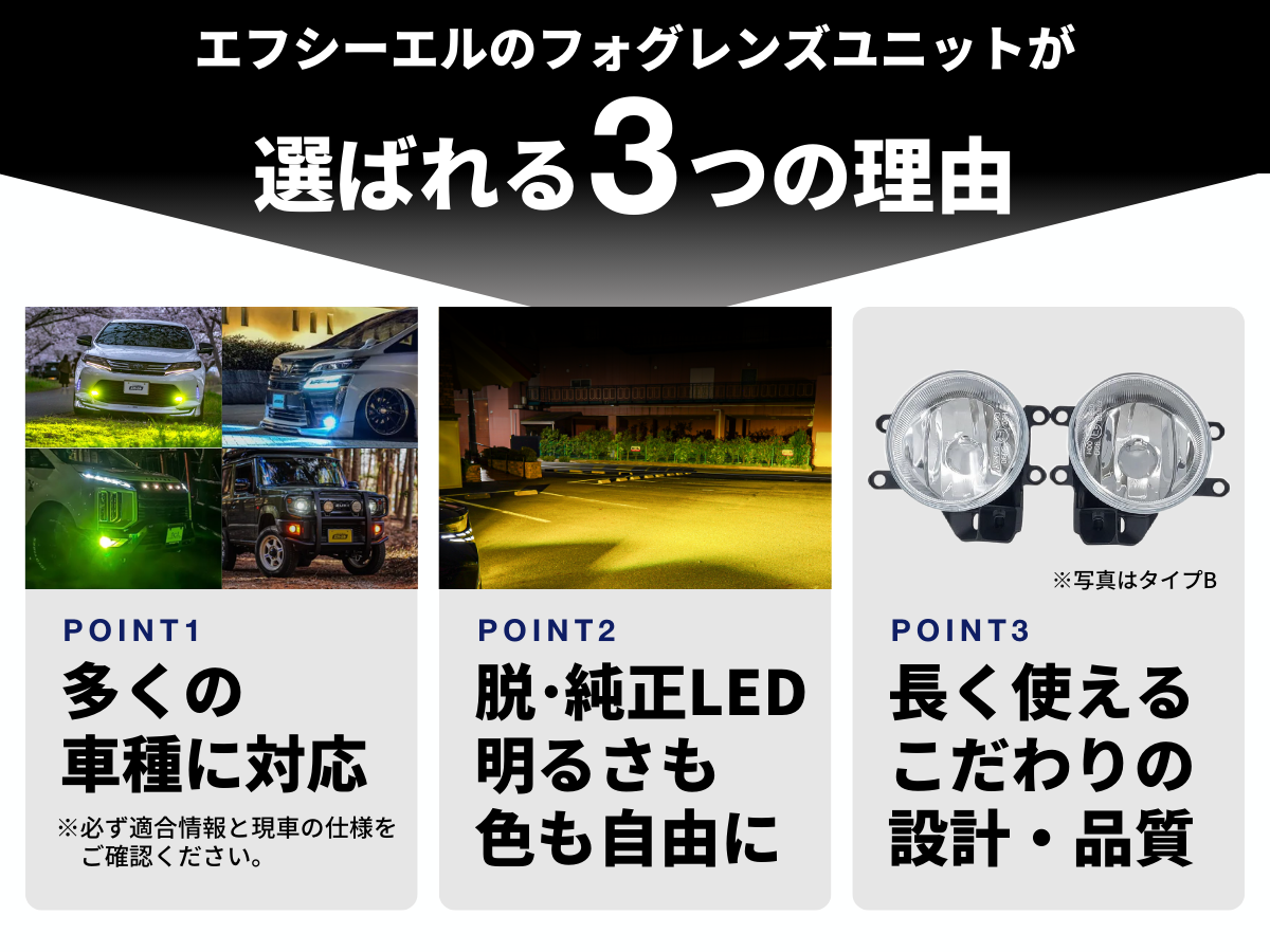 エフシーエルのLEDフォグランプユニットは多くの車種に対応、明るさも色も自由に、こだわりの設計品質