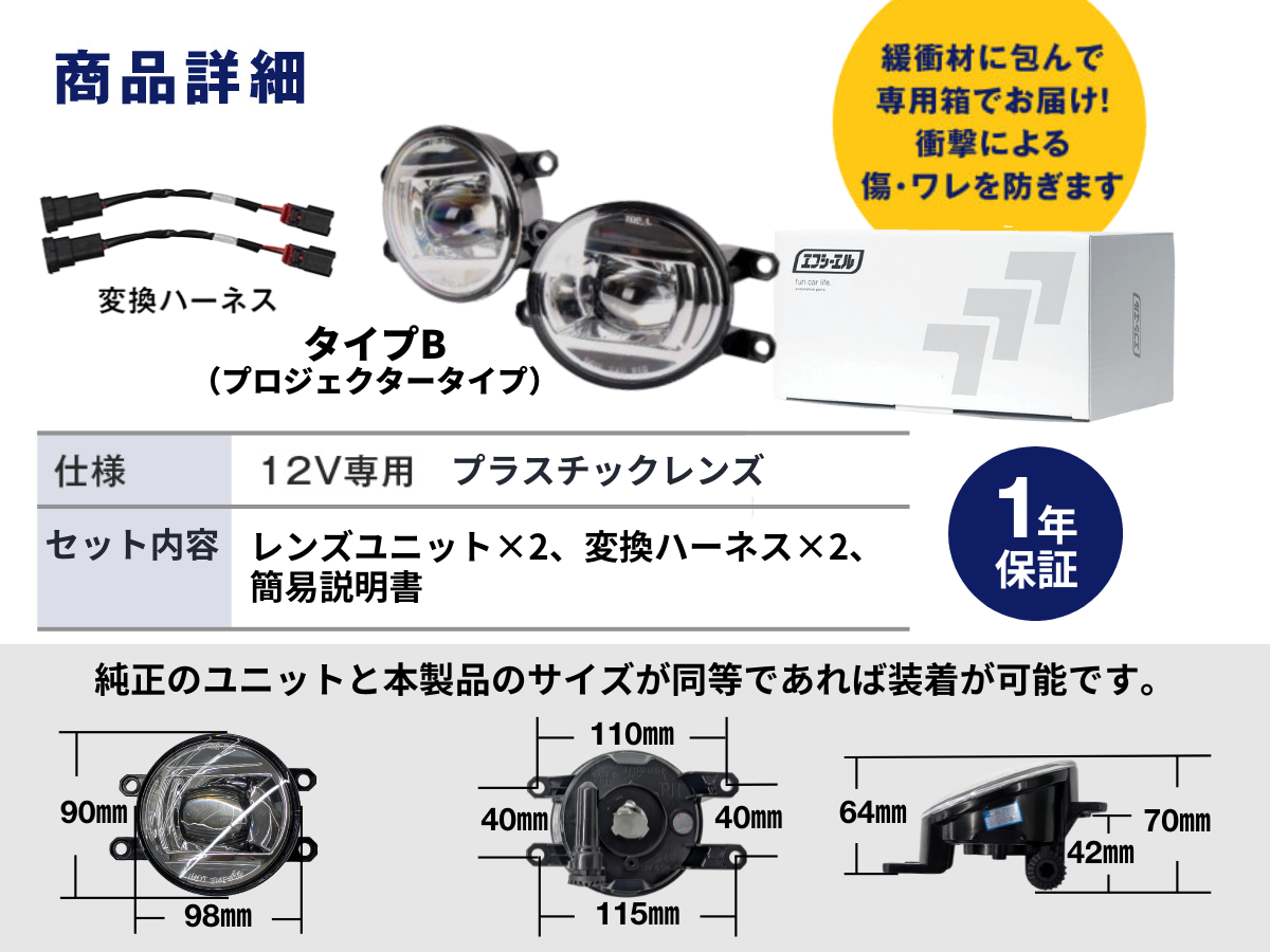 LEDフォグランプユニット タイプBプロジェクター 商品詳細