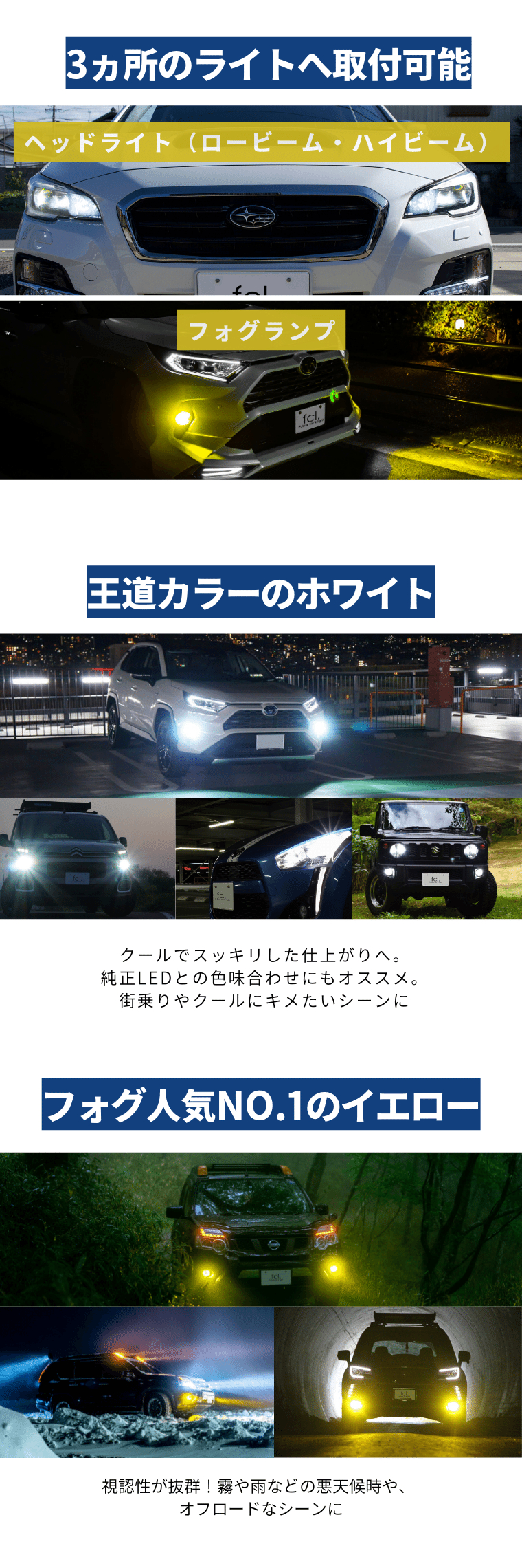 fcl. LED ヘッドライト フォグランプ バルブ H8 H9 H11 H16 HB3 HB4